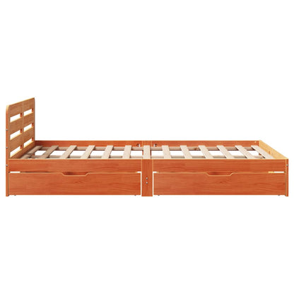 Bed Frame without Mattress Wax Brown 150x200 cm King Size Solid Wood Pine