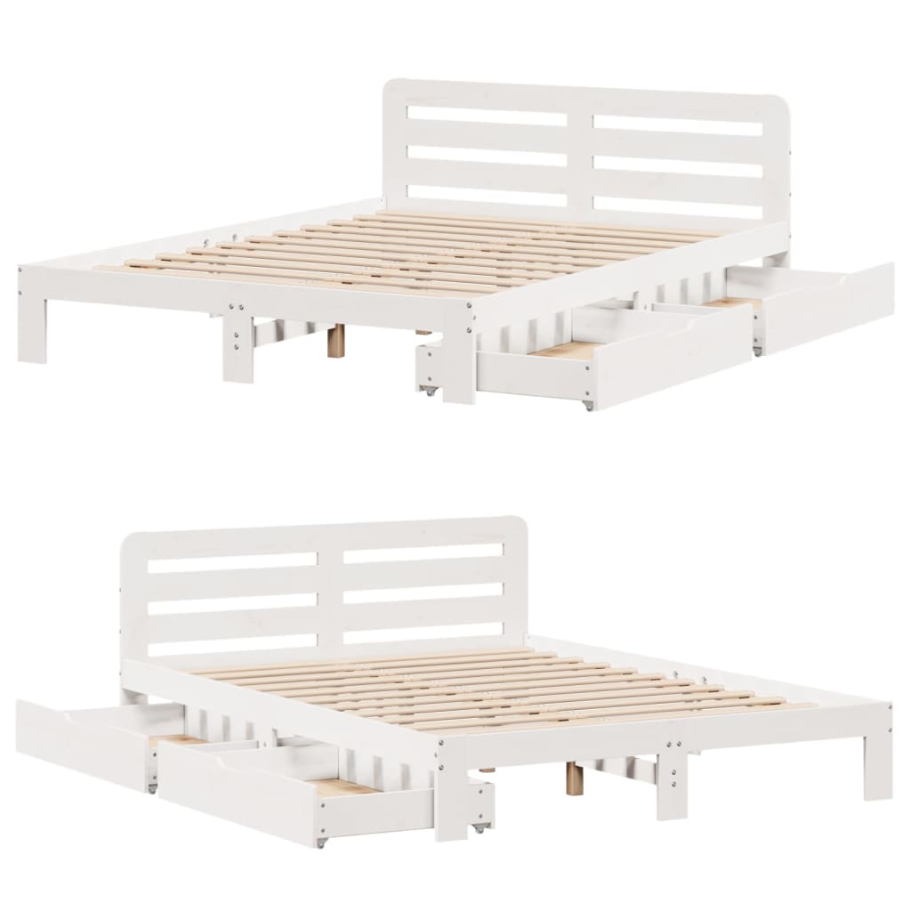 Bed Frame without Mattress White 160x200 cm Solid Wood Pine