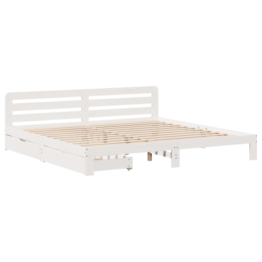 Bed Frame without Mattress White 180x200 cm Super King Solid Wood Pine