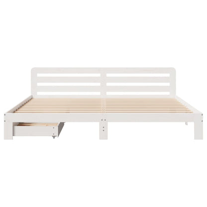 Bed Frame without Mattress White 180x200 cm Super King Solid Wood Pine