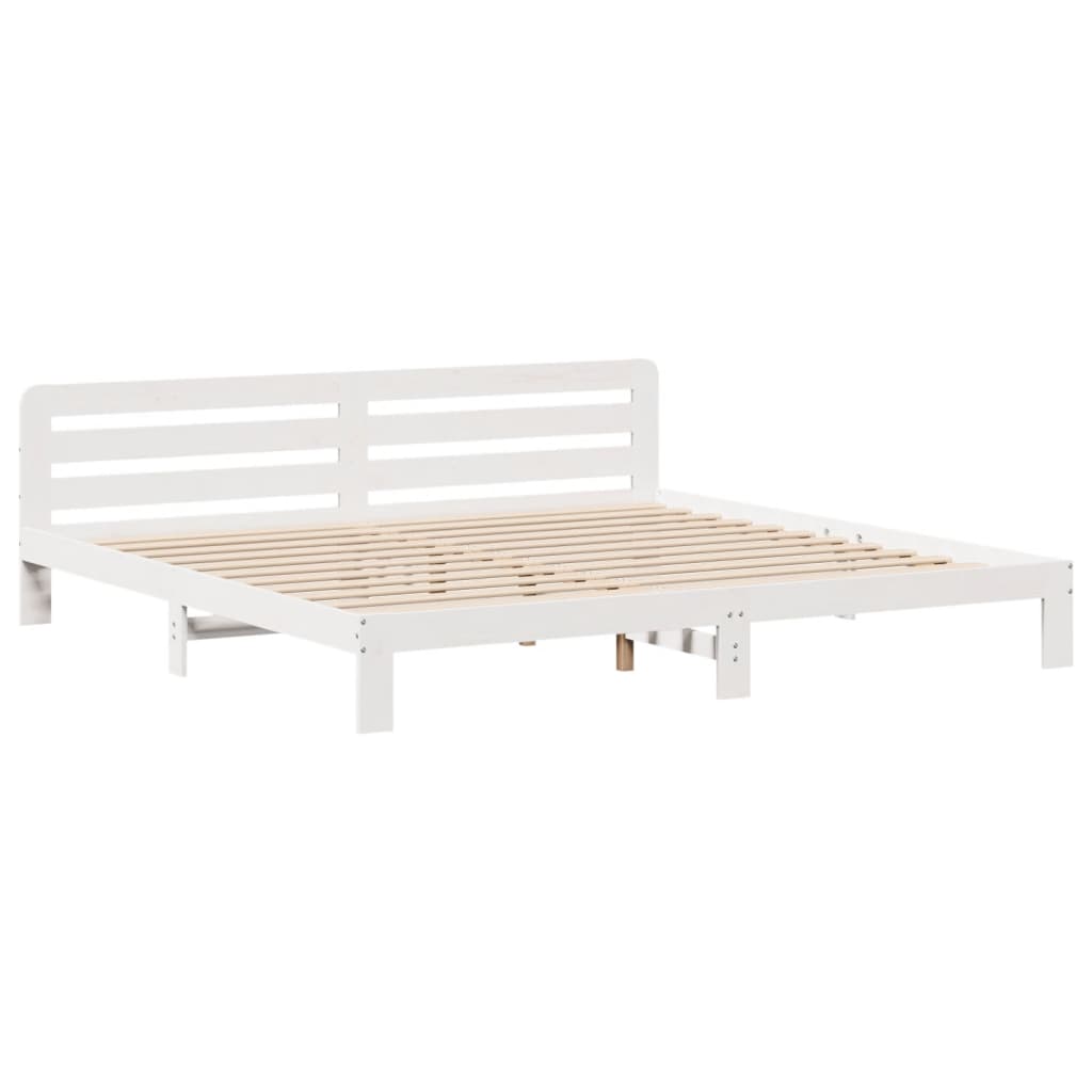 Bed Frame without Mattress White 180x200 cm Super King Solid Wood Pine