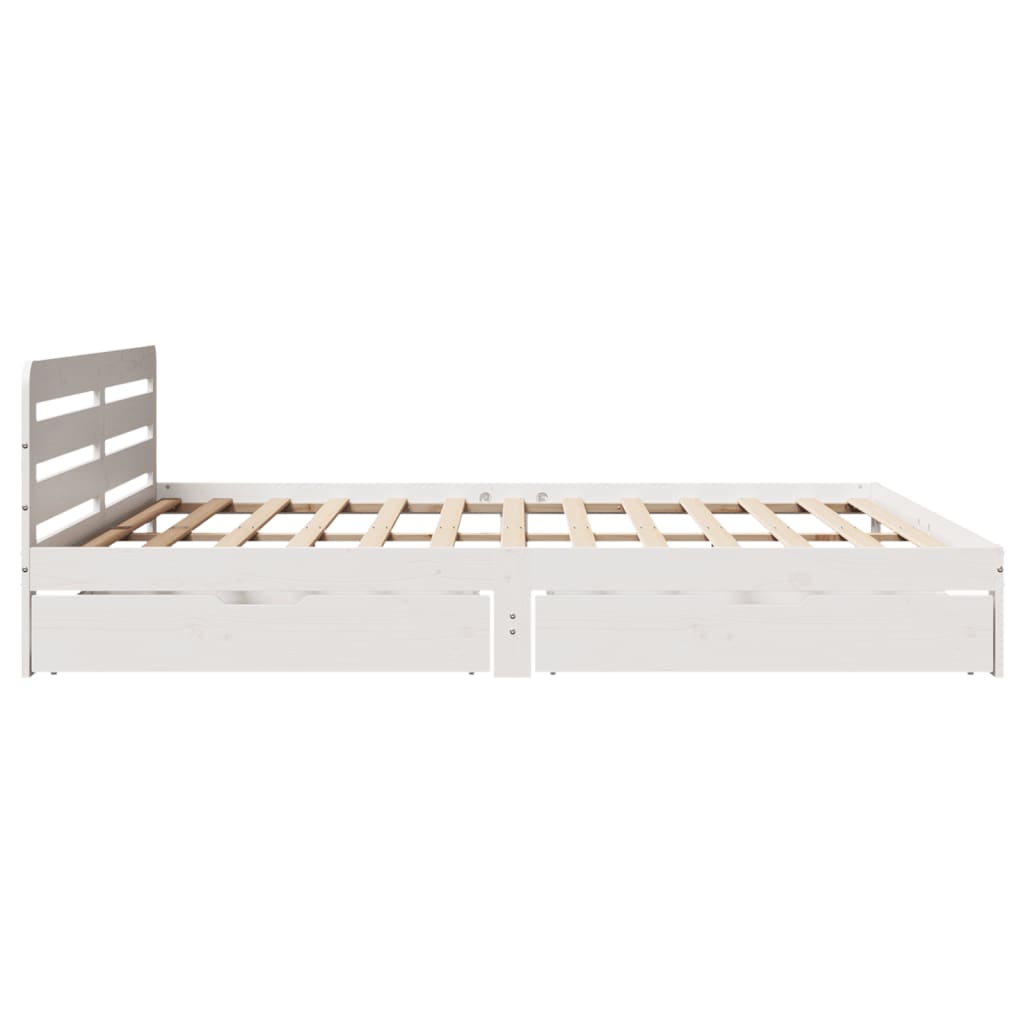 Bed Frame without Mattress White 180x200 cm Super King Solid Wood Pine