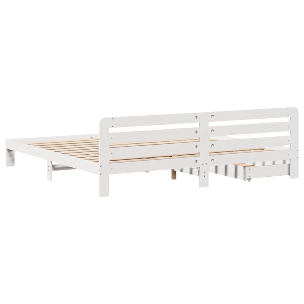 Bed Frame without Mattress White 180x200 cm Super King Solid Wood Pine