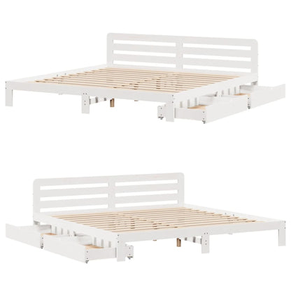 Bed Frame without Mattress White 180x200 cm Super King Solid Wood Pine