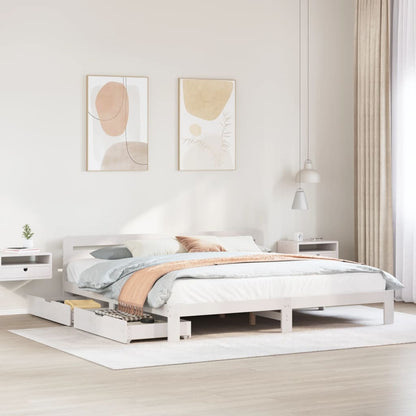 Bed Frame without Mattress White 180x200 cm Super King Solid Wood Pine