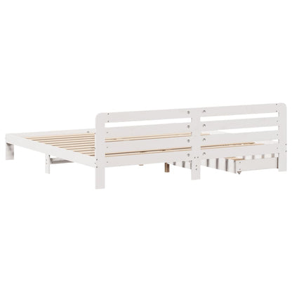 Bed Frame without Mattress White 200x200 cm Solid Wood Pine