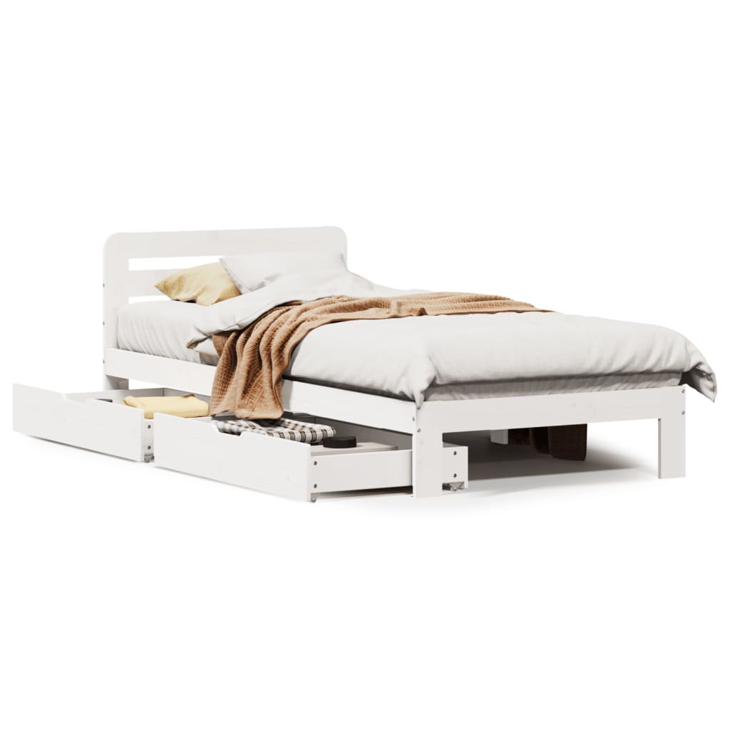 Bed Frame without Mattress White 75x190 cm Small Single Solid Wood Pine