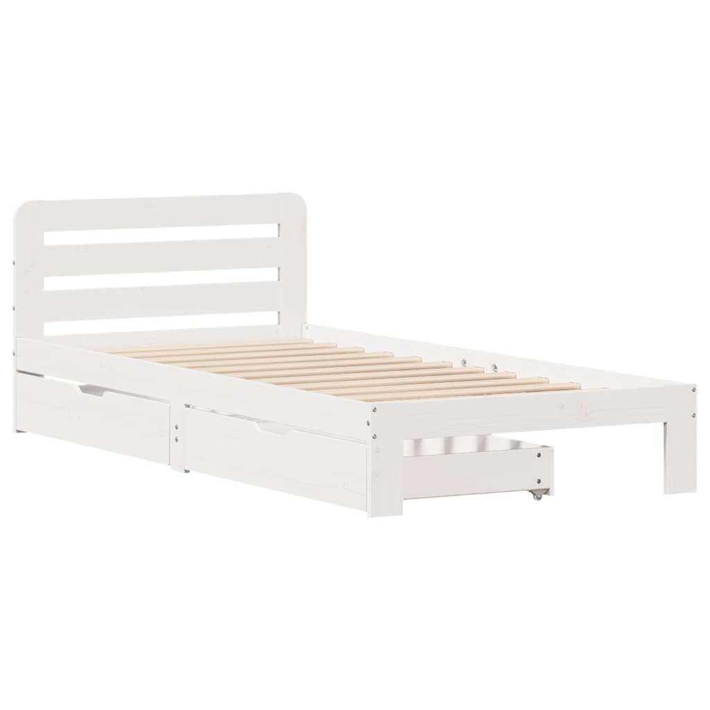 Bed Frame without Mattress White 75x190 cm Small Single Solid Wood Pine