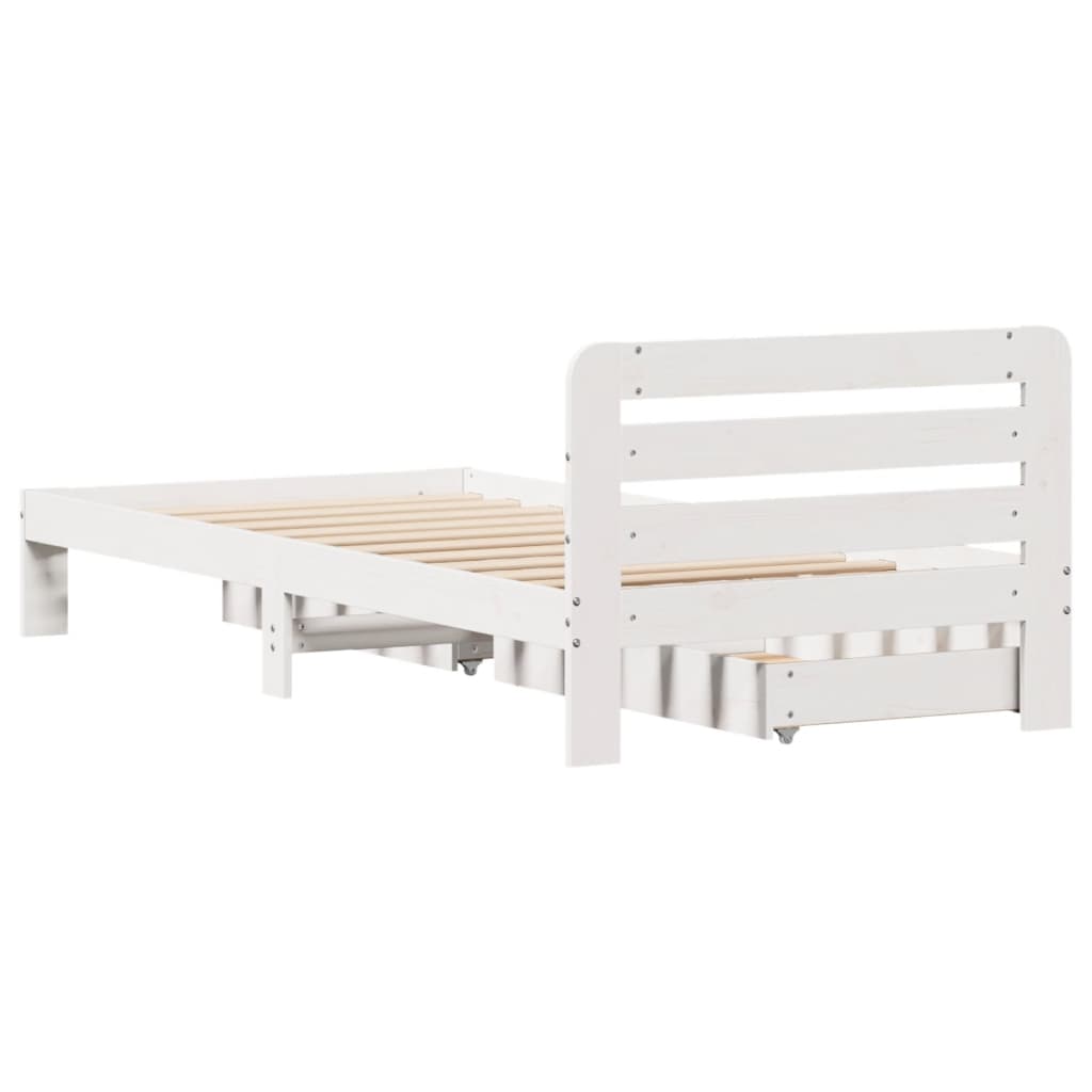 Bed Frame without Mattress White 75x190 cm Small Single Solid Wood Pine