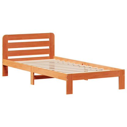 Bed Frame without Mattress Wax Brown 75x190 cm Small Single Solid Wood Pine