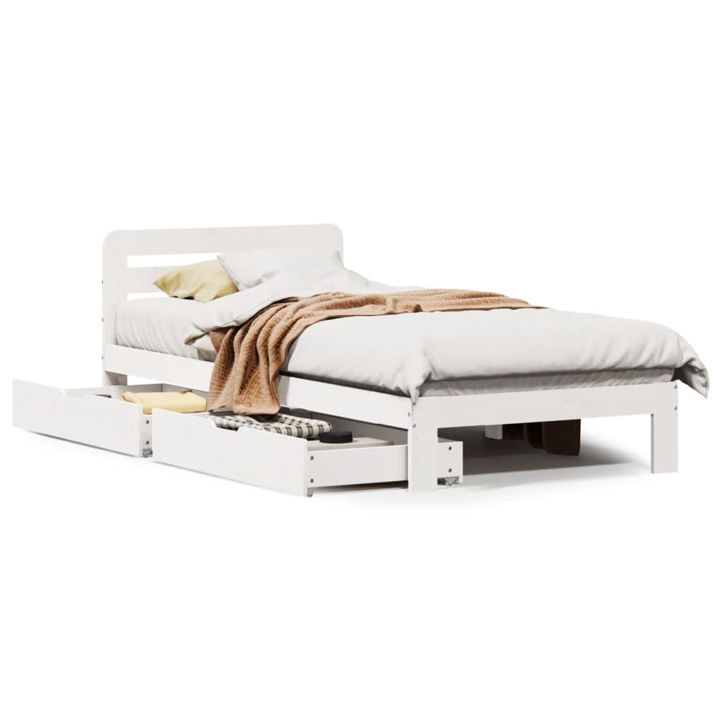 Bed Frame without Mattress White 90x190 cm Single Solid Wood Pine