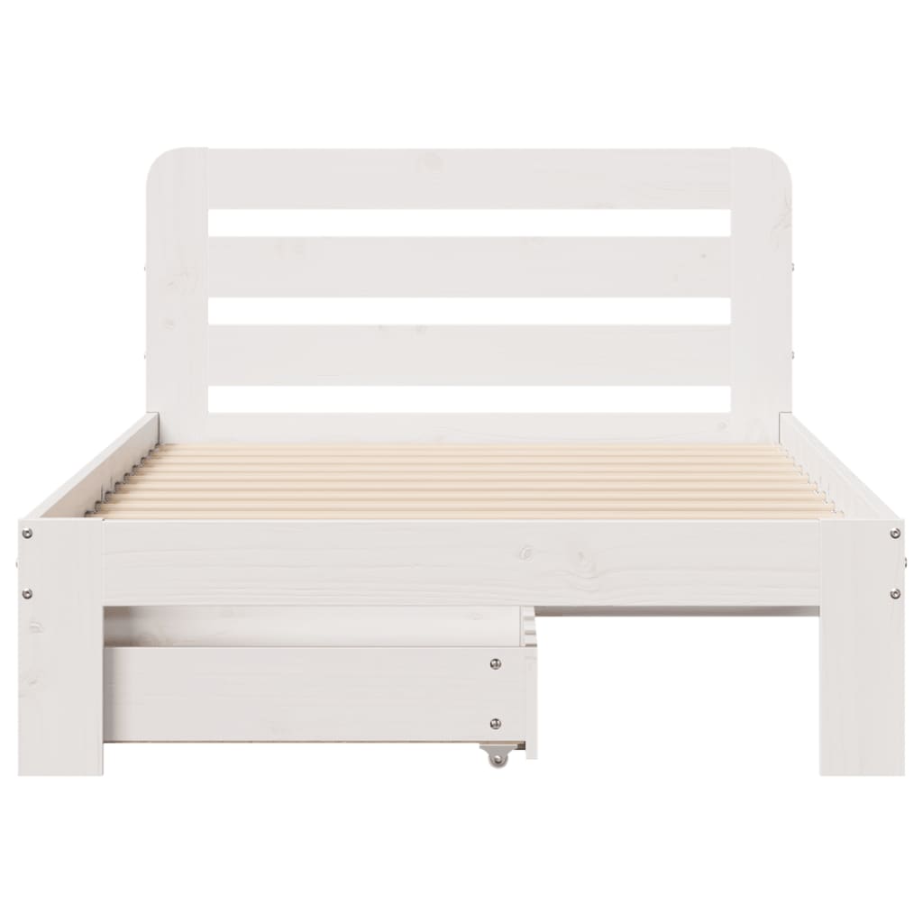 Bed Frame without Mattress White 90x190 cm Single Solid Wood Pine