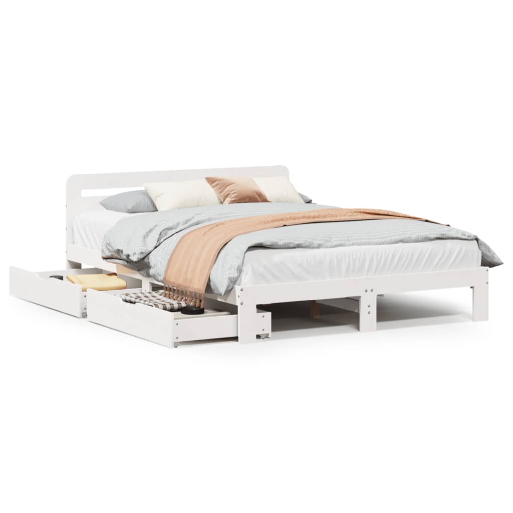 Bed Frame without Mattress White 120x190 cm Small Double Solid Wood Pine