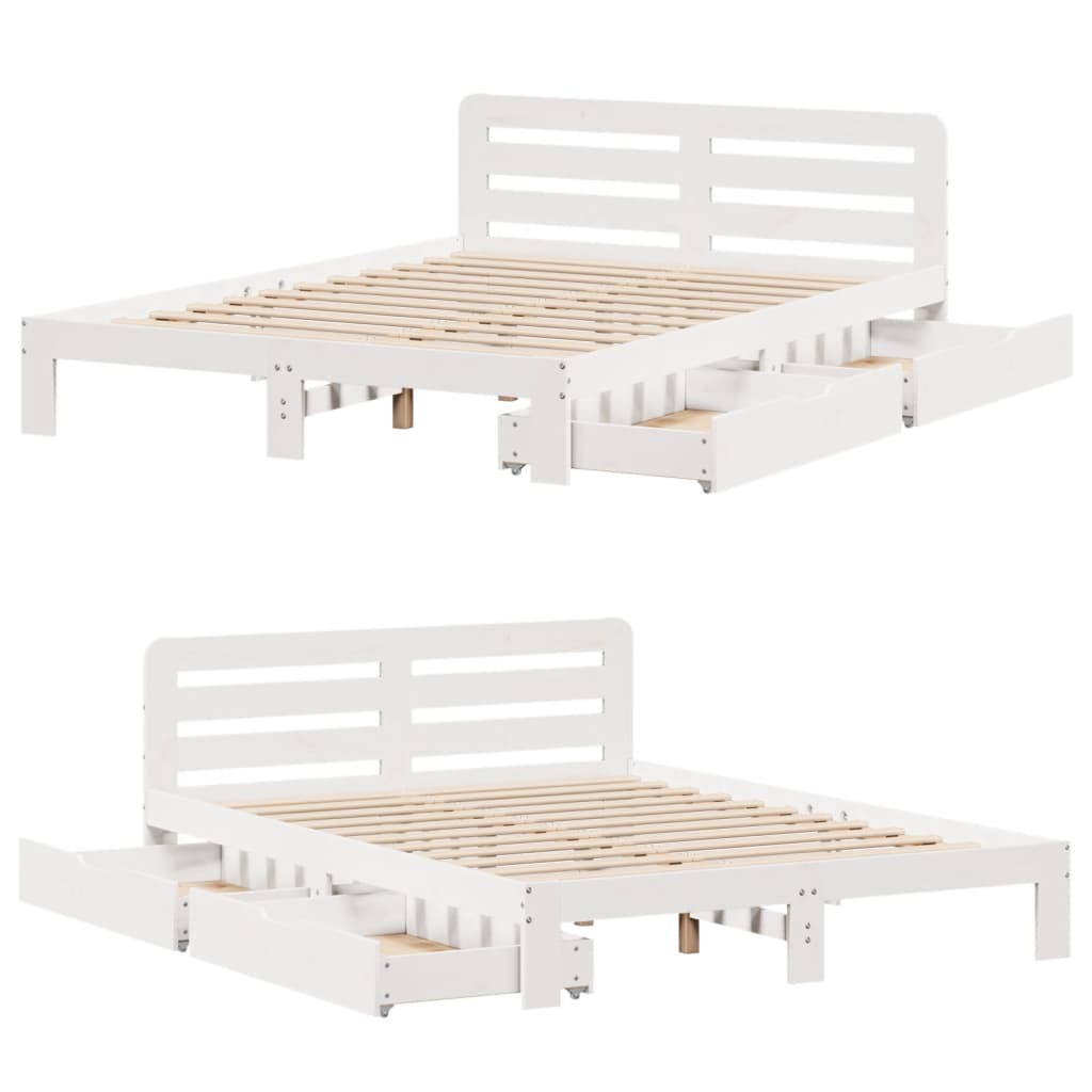 Bed Frame without Mattress White 120x190 cm Small Double Solid Wood Pine