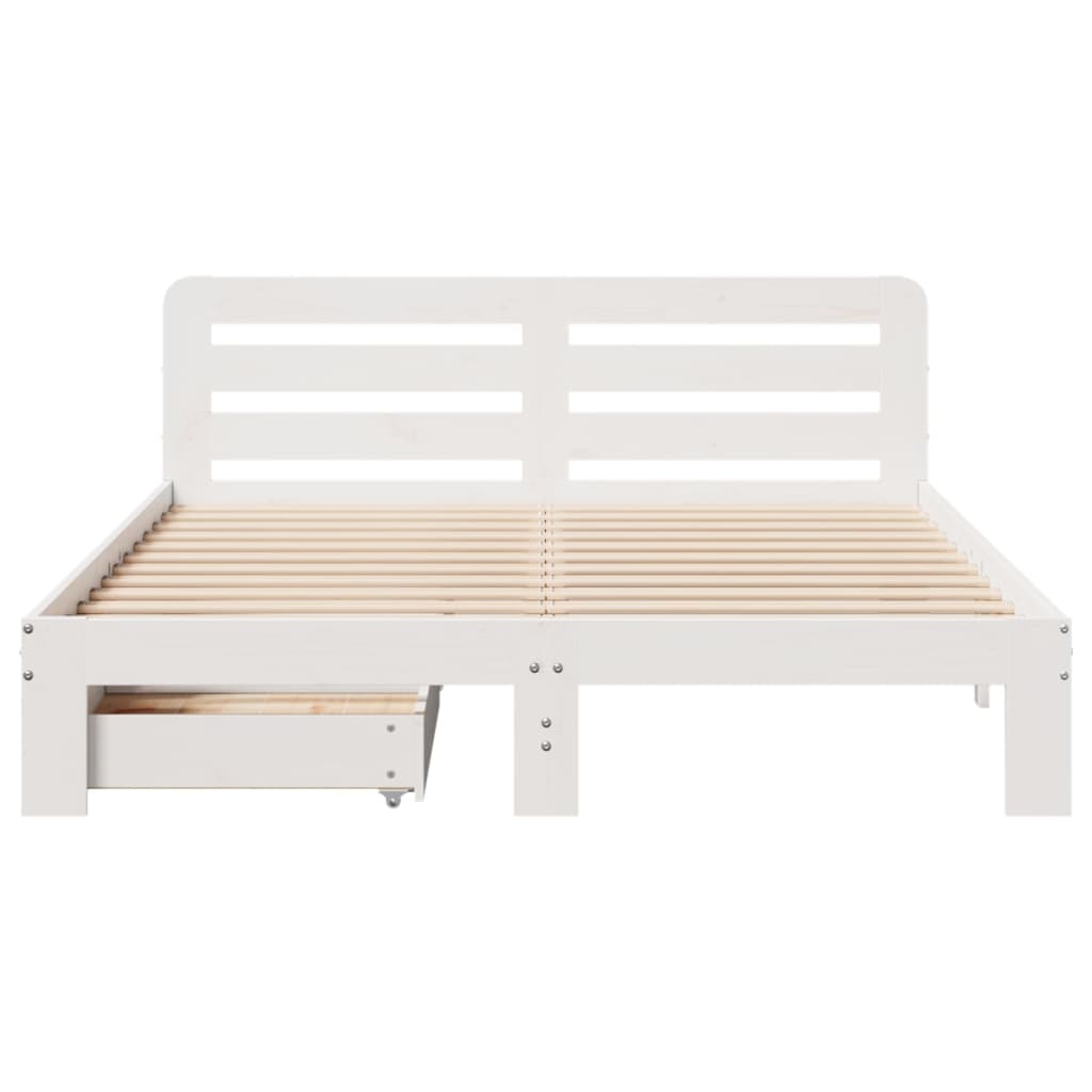 Bed Frame without Mattress White 135x190 cm Double Solid Wood Pine