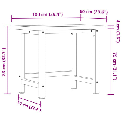 Workbench 100x60x83 cm Solid Wood Acacia Rectangular