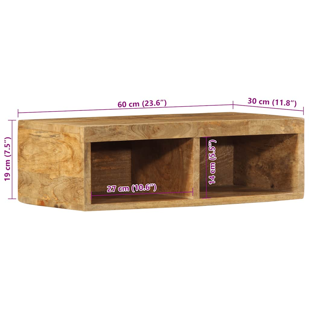 Wall-mounted TV Cabinet 60x30x19 cm Solid Rough Wood Mango