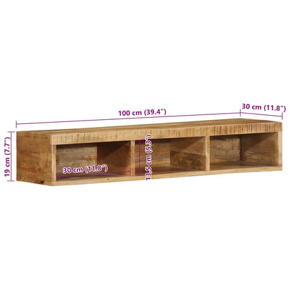 Wall-mounted TV Cabinet 100x30x19 cm Solid Rough Wood Mango