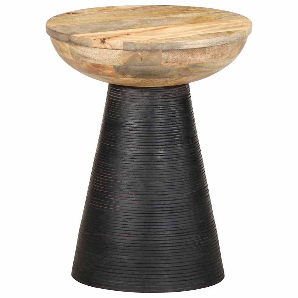 Side Table Black Ø37x45 cm Solid Wood Mango