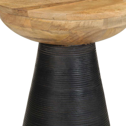 Side Table Black Ø37x45 cm Solid Wood Mango