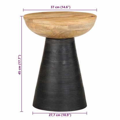 Side Table Black Ø37x45 cm Solid Wood Mango