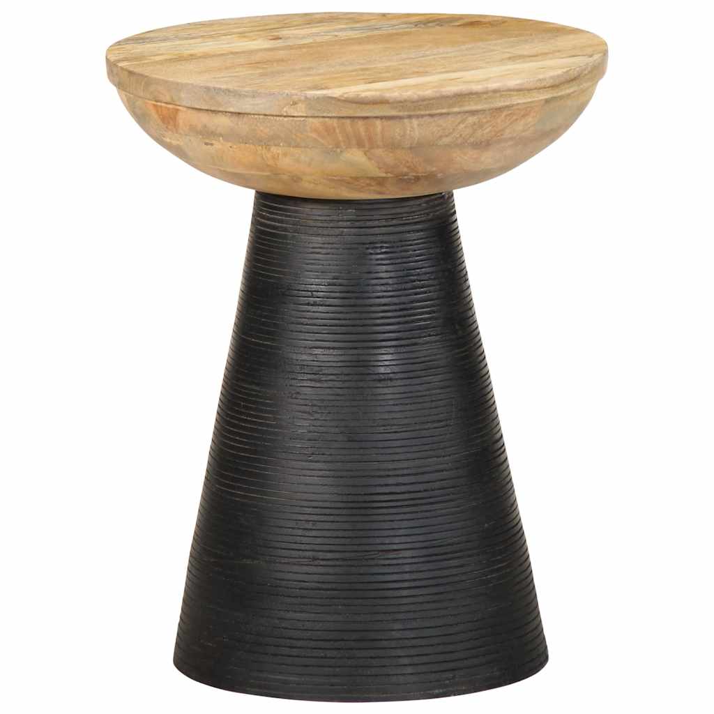 Side Table Black Ø37x45 cm Solid Wood Mango