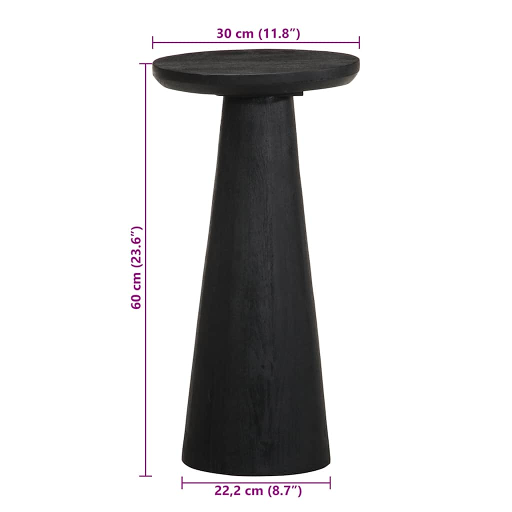 Side Table Black Ø30x60 cm Solid Wood Mango