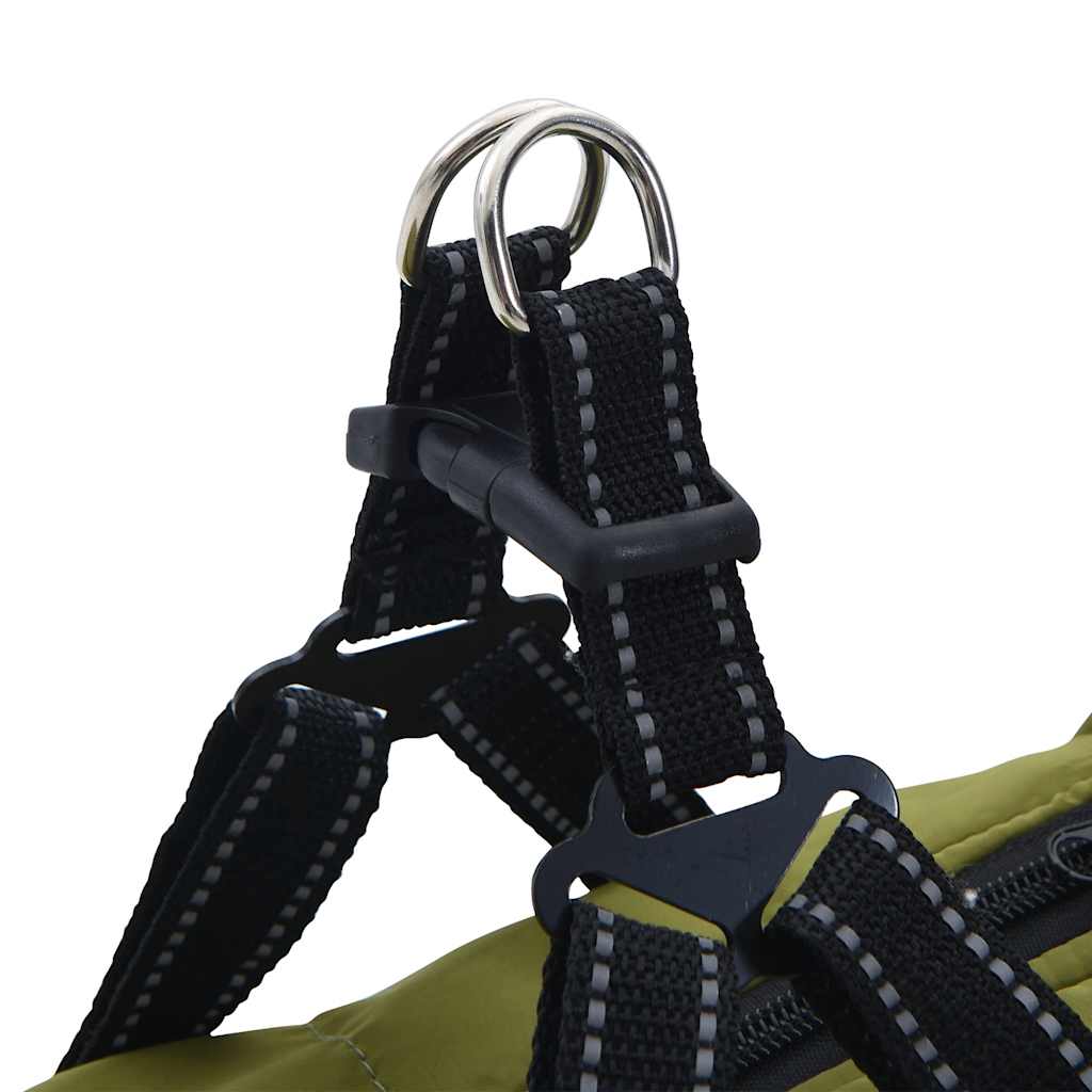 Dog Coat with Harness Waterproof Reflective Army Green L