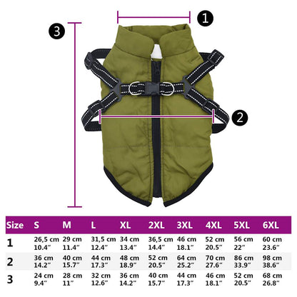 Dog Coat with Harness Waterproof Reflective Army Green L