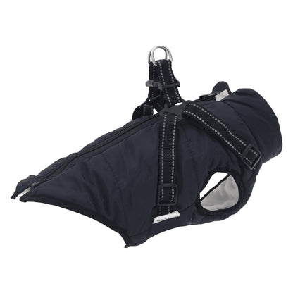 Dog Coat with Harness Waterproof Reflective Navy Blue M