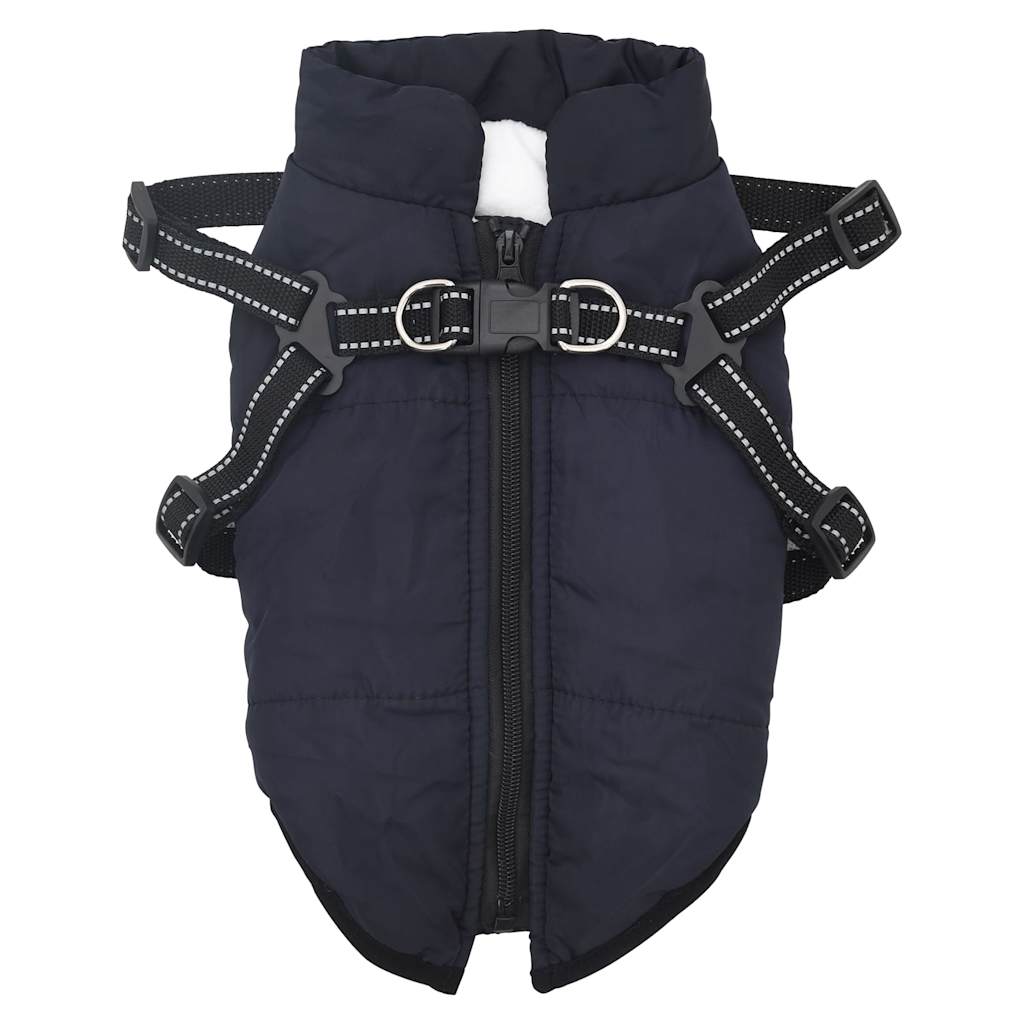 Dog Coat with Harness Waterproof Reflective Navy Blue M