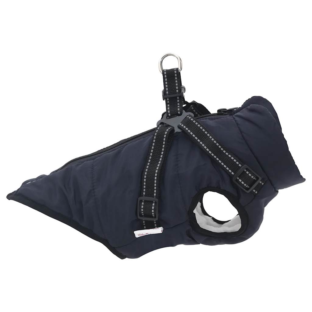 Dog Coat with Harness Waterproof Reflective Navy Blue M