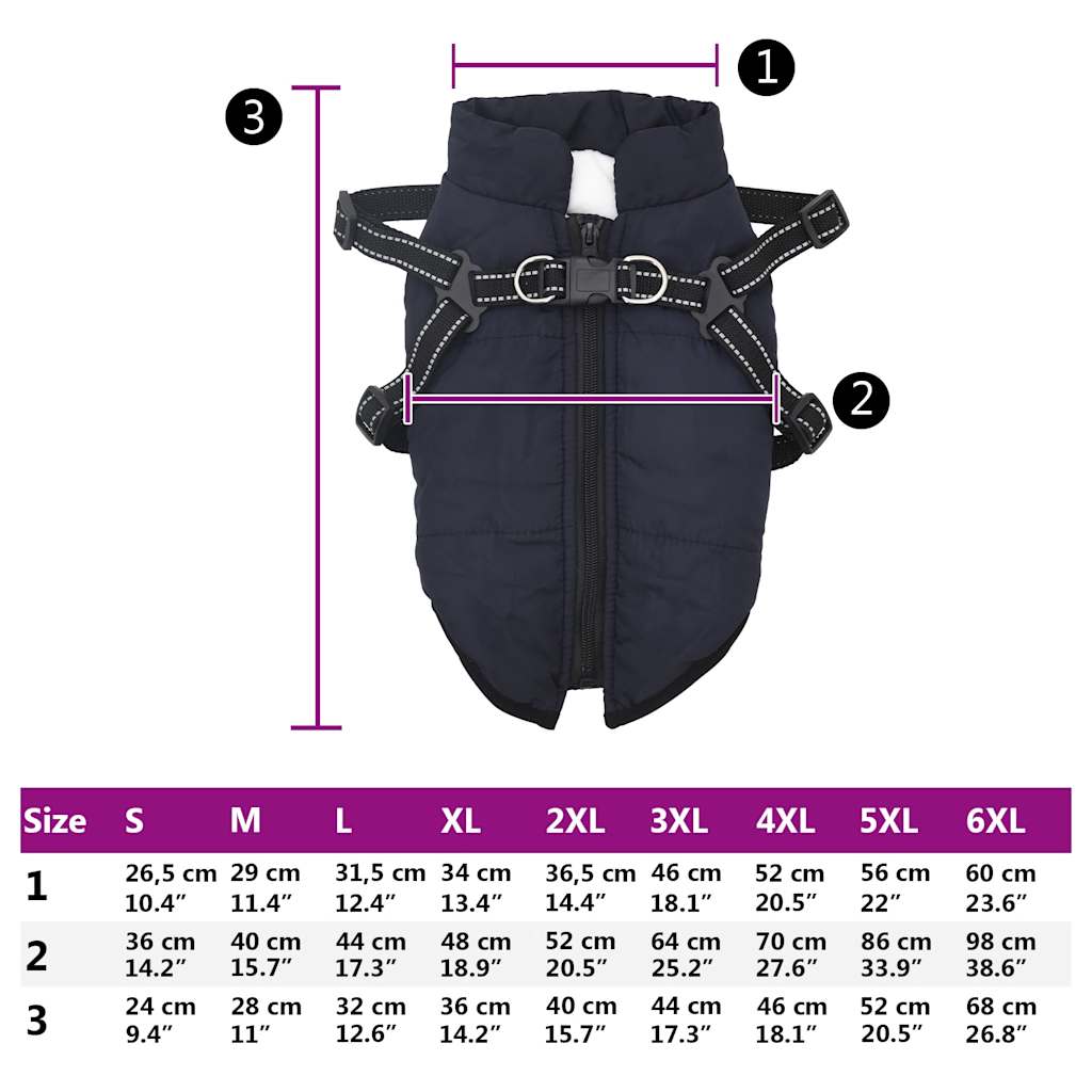 Dog Coat with Harness Waterproof Reflective Navy Blue M