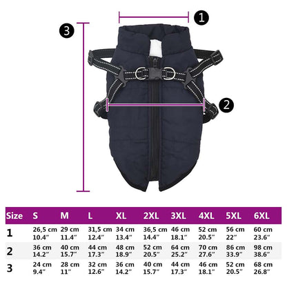 Dog Coat with Harness Waterproof Reflective Navy Blue M