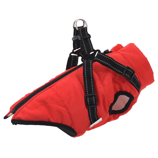 Dog Coat with Harness Waterproof Reflective Red L