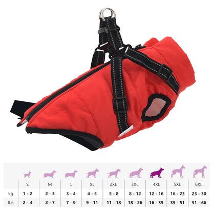 Dog Coat with Harness Waterproof Reflective Red 2XL