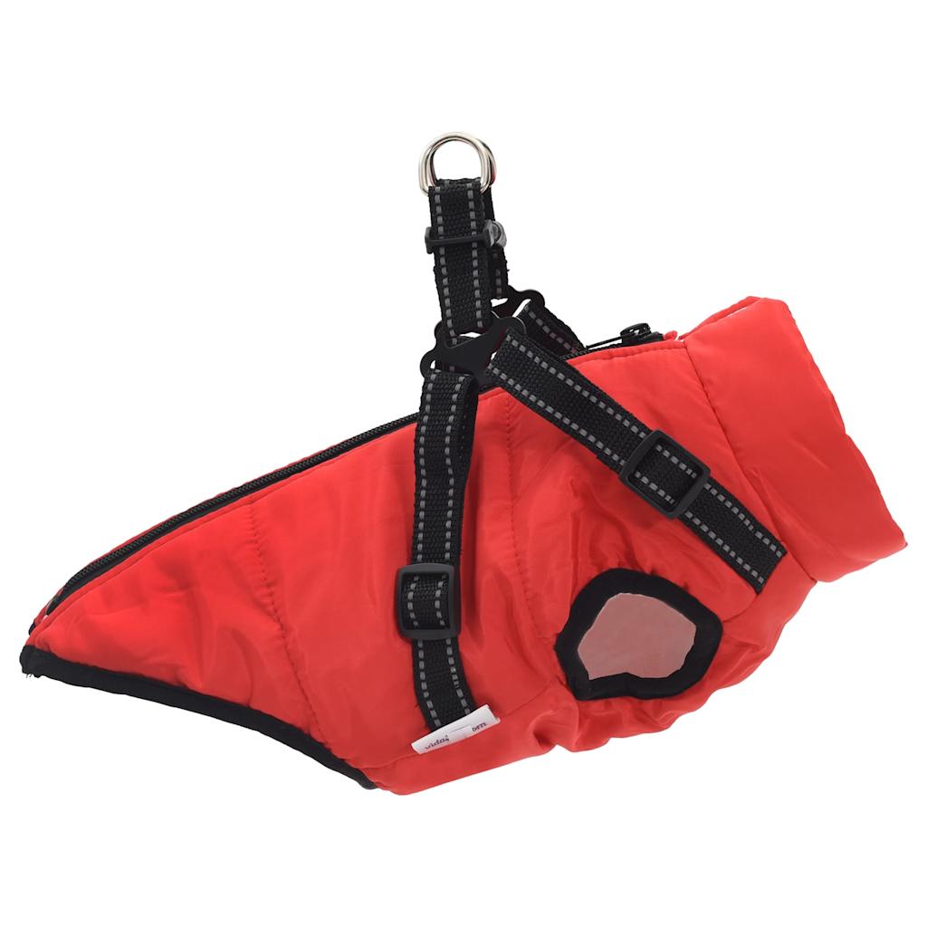 Dog Coat with Harness Waterproof Reflective Red 2XL