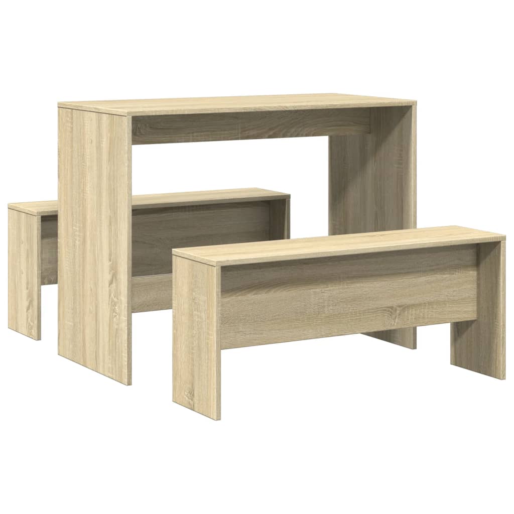 3 Piece Dining Table and Bench set Sonoma Oak Engineered Wood