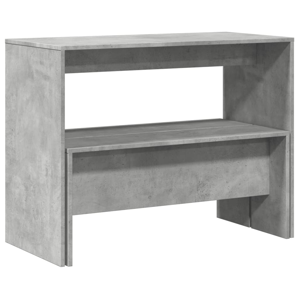 3 Piece Dining Table and Bench set Concrete Grey Engineered Wood