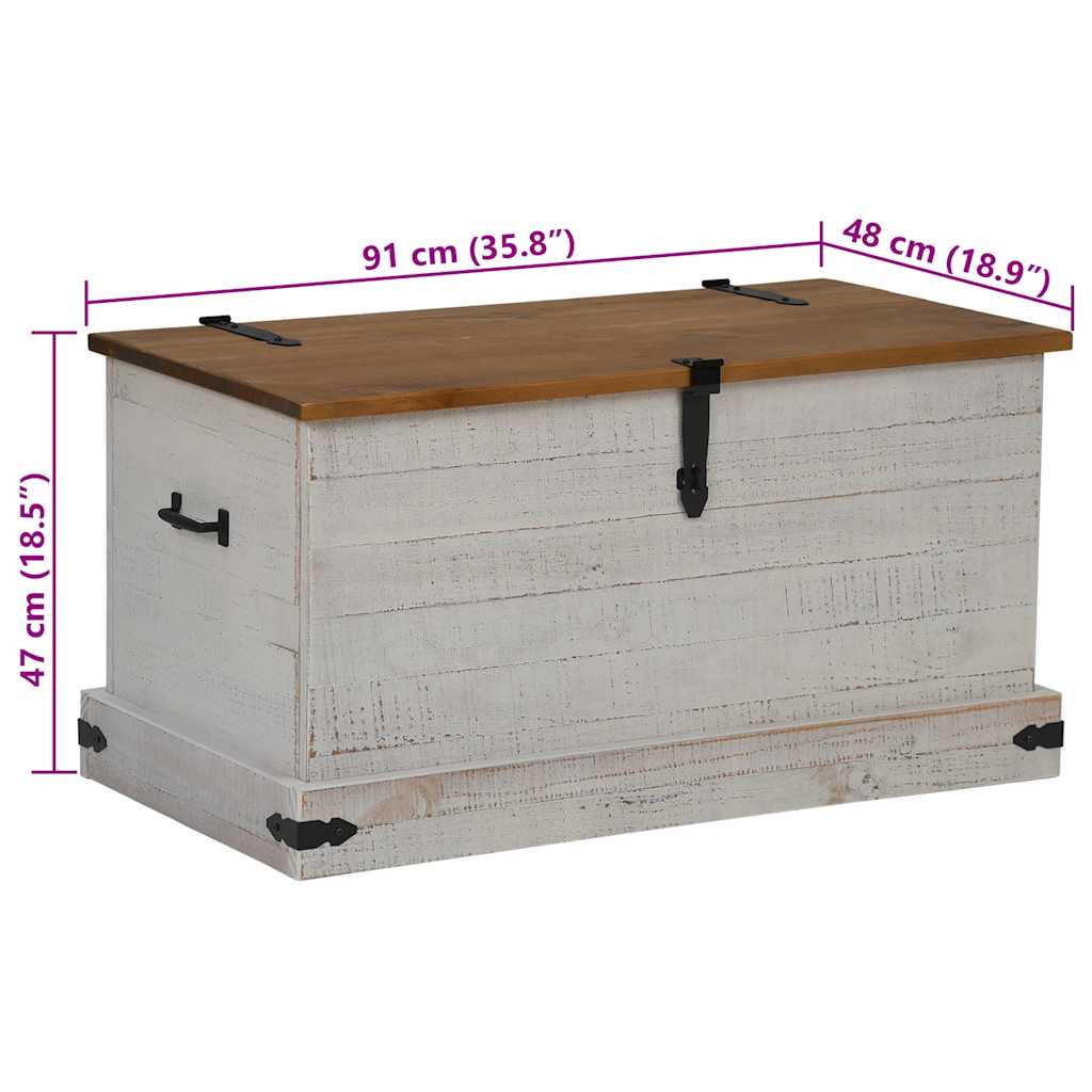 Storage Chest HALDEN White 91x48x47 cm Solid Wood Pine