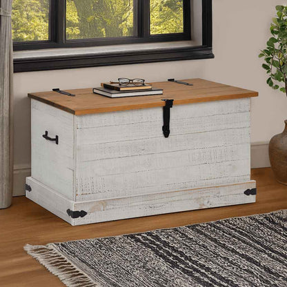 Storage Chest HALDEN White 91x48x47 cm Solid Wood Pine