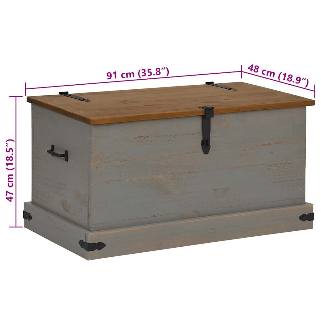 Storage Chest HALDEN Grey 91x48x47 cm Solid Wood Pine