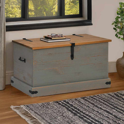 Storage Chest HALDEN Grey 91x48x47 cm Solid Wood Pine