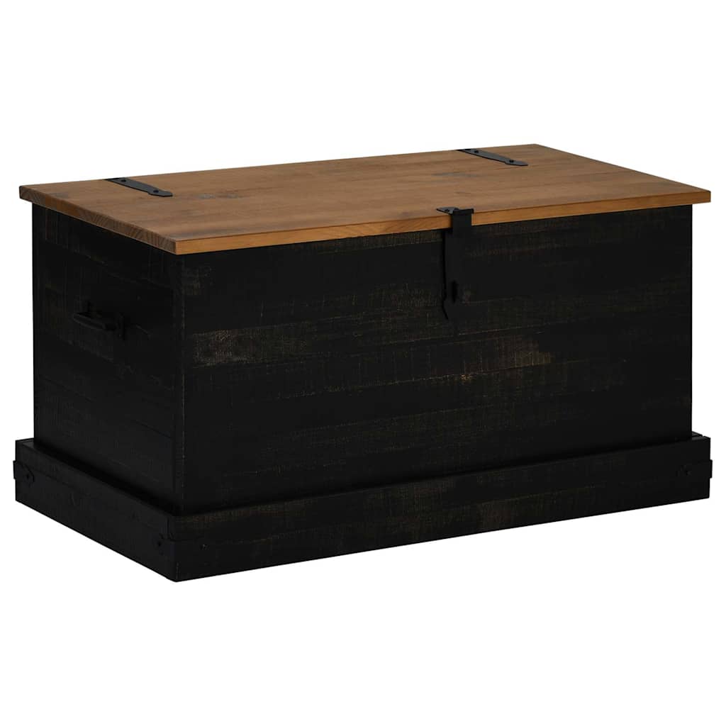 Storage Chest HALDEN Black 91x48x47 cm Solid Wood Pine