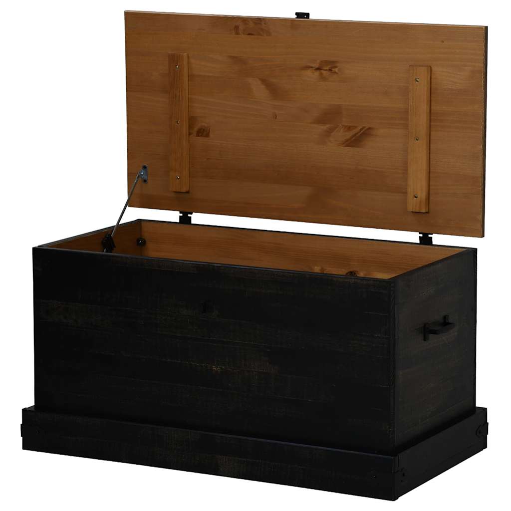 Storage Chest HALDEN Black 91x48x47 cm Solid Wood Pine