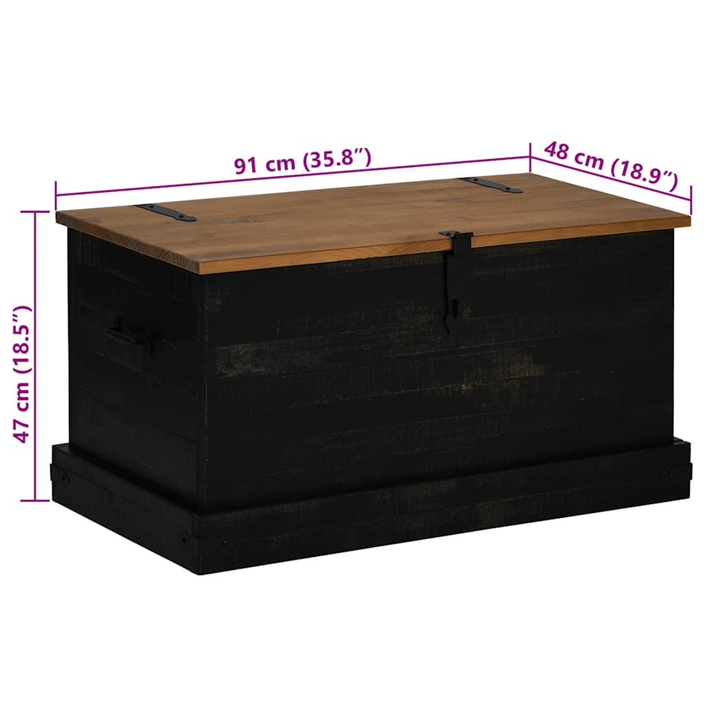 Storage Chest HALDEN Black 91x48x47 cm Solid Wood Pine