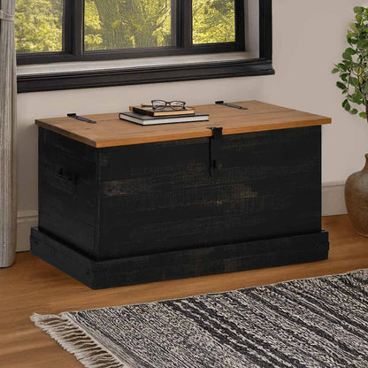 Storage Chest HALDEN Black 91x48x47 cm Solid Wood Pine