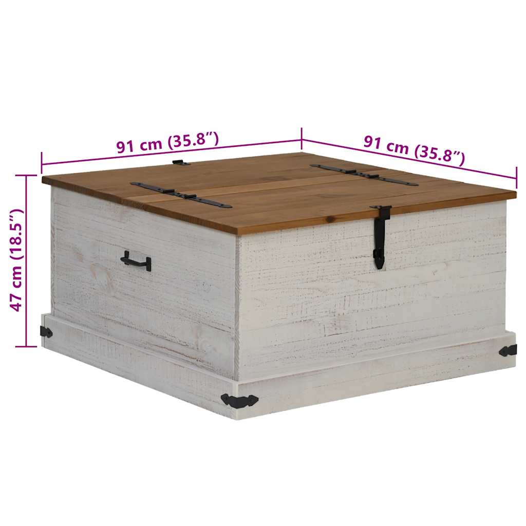 Storage Chest HALDEN White 91x91x47 cm Solid Wood Pine