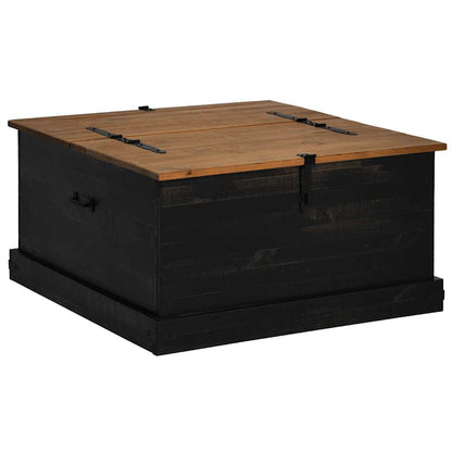 Storage Chest HALDEN Black 91x91x47 cm Solid Wood Pine