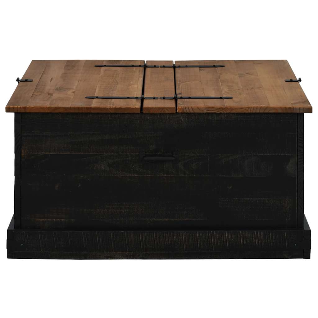 Storage Chest HALDEN Black 91x91x47 cm Solid Wood Pine